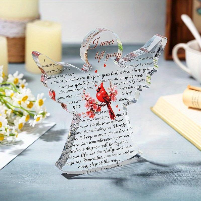 Angel Röd Kardinal Minnesmärke - Sympati Gåva för Förlust av Nära och Kära, Minnesbordsdekoration