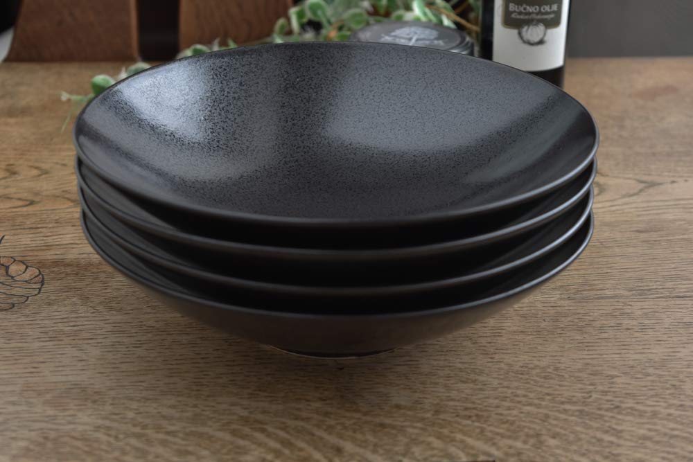 Set of 4 Lindstymest PIANO Piano Black Soup Pasta Plates Safety Tableware Black Black Tableware Porcelain Pasta Plate Salad Plate Curry Plate &