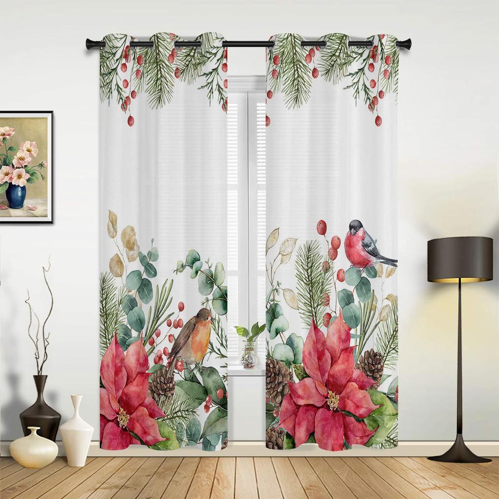 Christmas Santa Claus Decor Ball Curtains Bedroom Living Room Drapes Kitchen Children Window Curtain Home For Area Made Of Polyester