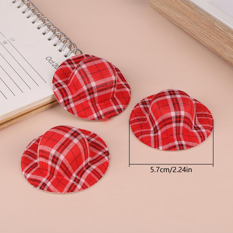 3Pcs Mini Colorful Hat Doll Ornament Lattice Cap Doll House Accessories Green Plant Pet Wine Bottle Cake Decoration