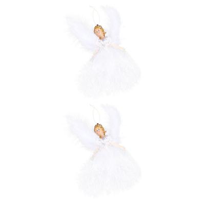 2 Pièces Décorations de Noël Pendentifs Ange en Peluche Ornements Anges Poupées Créatives Adorables Arbre Pendentifs Noël Blanc Enfant