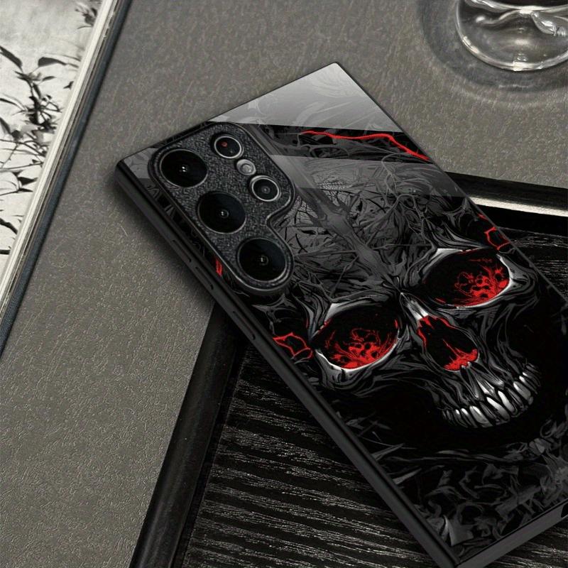 Electroplated glass phone case suitable for Samsung Galaxy S26 S25 S24 S23 S22 S20 S11 S10 FE/Ultra/Plus anti drop skull pattern