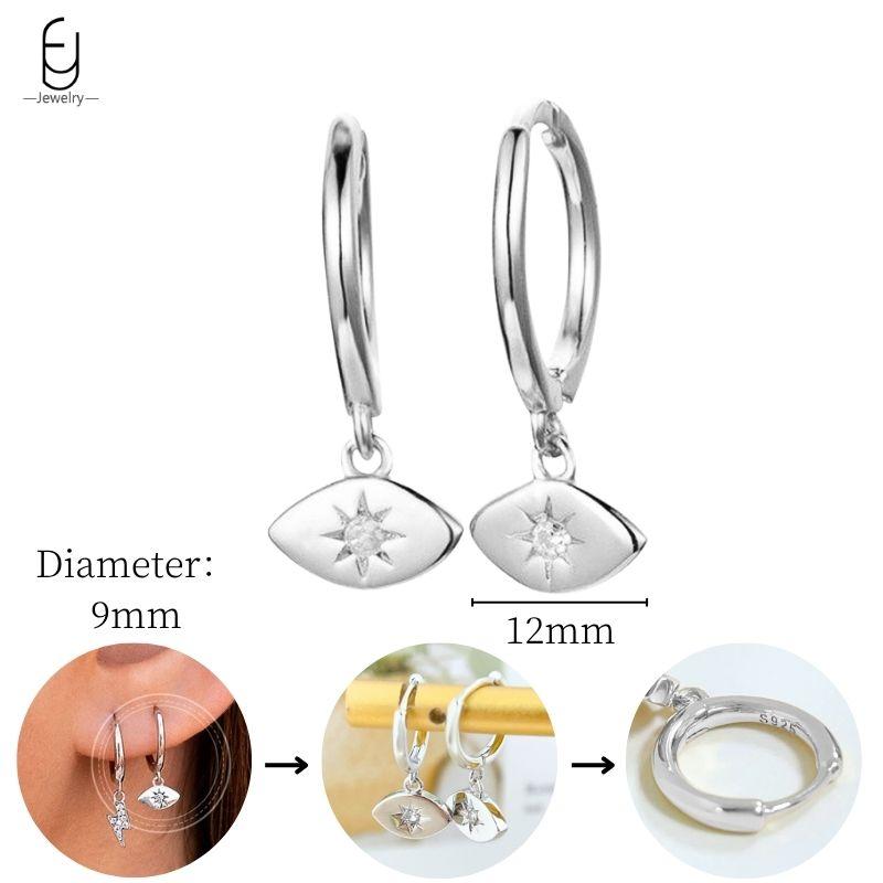 925 Sterling Silver Needle Vintage Heart/Shell Pendant Earrings Round/Square Plate Hoop Earrings for Women Party Fashion Jewelry