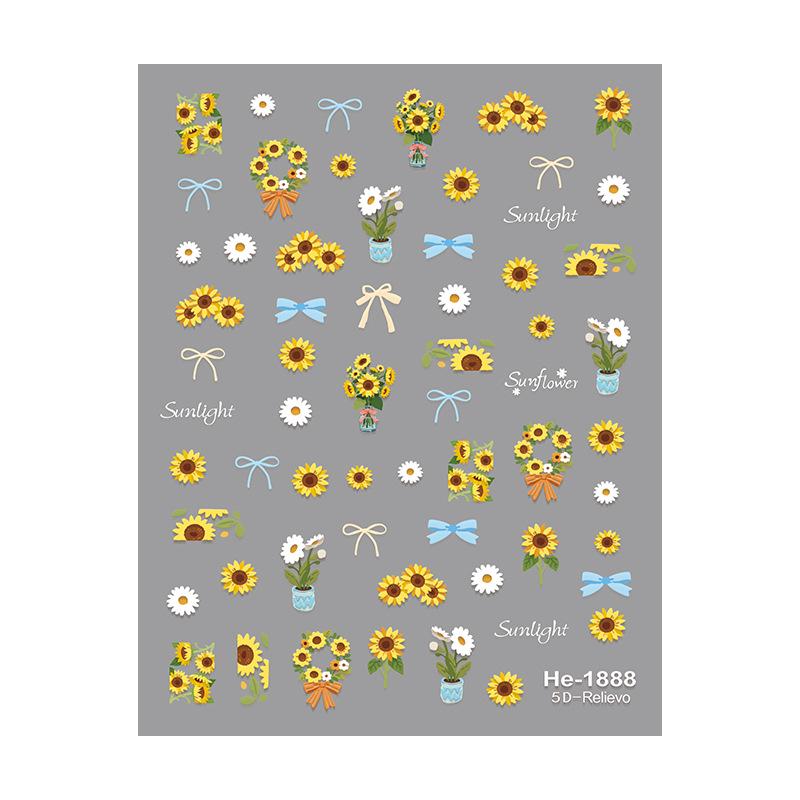 Redanco 5D Cute Sunflower Cartoon Nail Stickers He1888