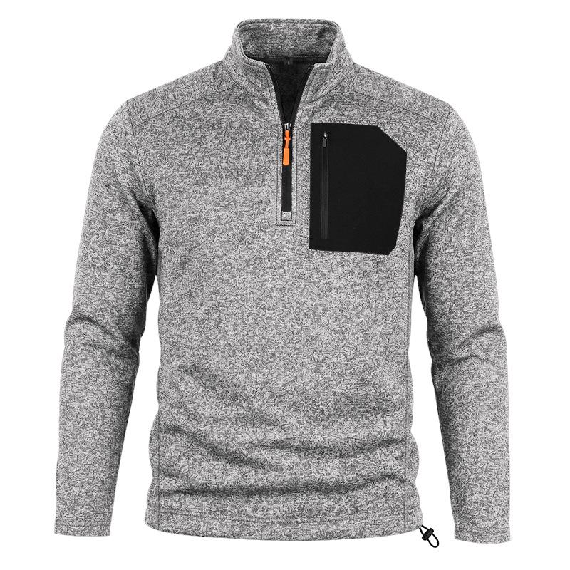 Men Casual Quarter Zip Fleece Sweatshirt Stand Collar Long Sleeve Pullover Outdoor Workout Daily Tops