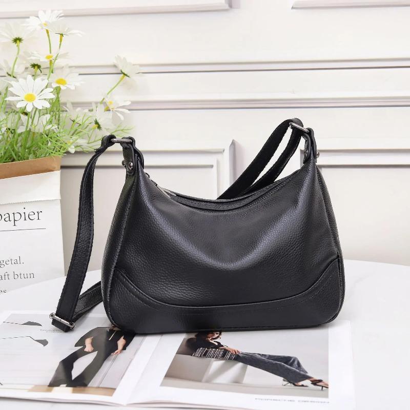 Top Grain Cowhide Leather Bag for Women Large Capacity Practical Dumpling Bag Versatile Shoulder Crossbody Purse for Daily Use