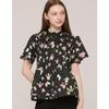 Butterfly Print Shirring Blouse Zdr6262081