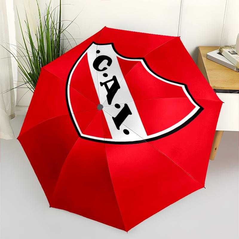 Club Atlético Independiente Print Automatic Umbrella, 8 Rib Iron Frame, Plastic Handle, Suitable for Outdoor Travel &Daily , Ideal Gift