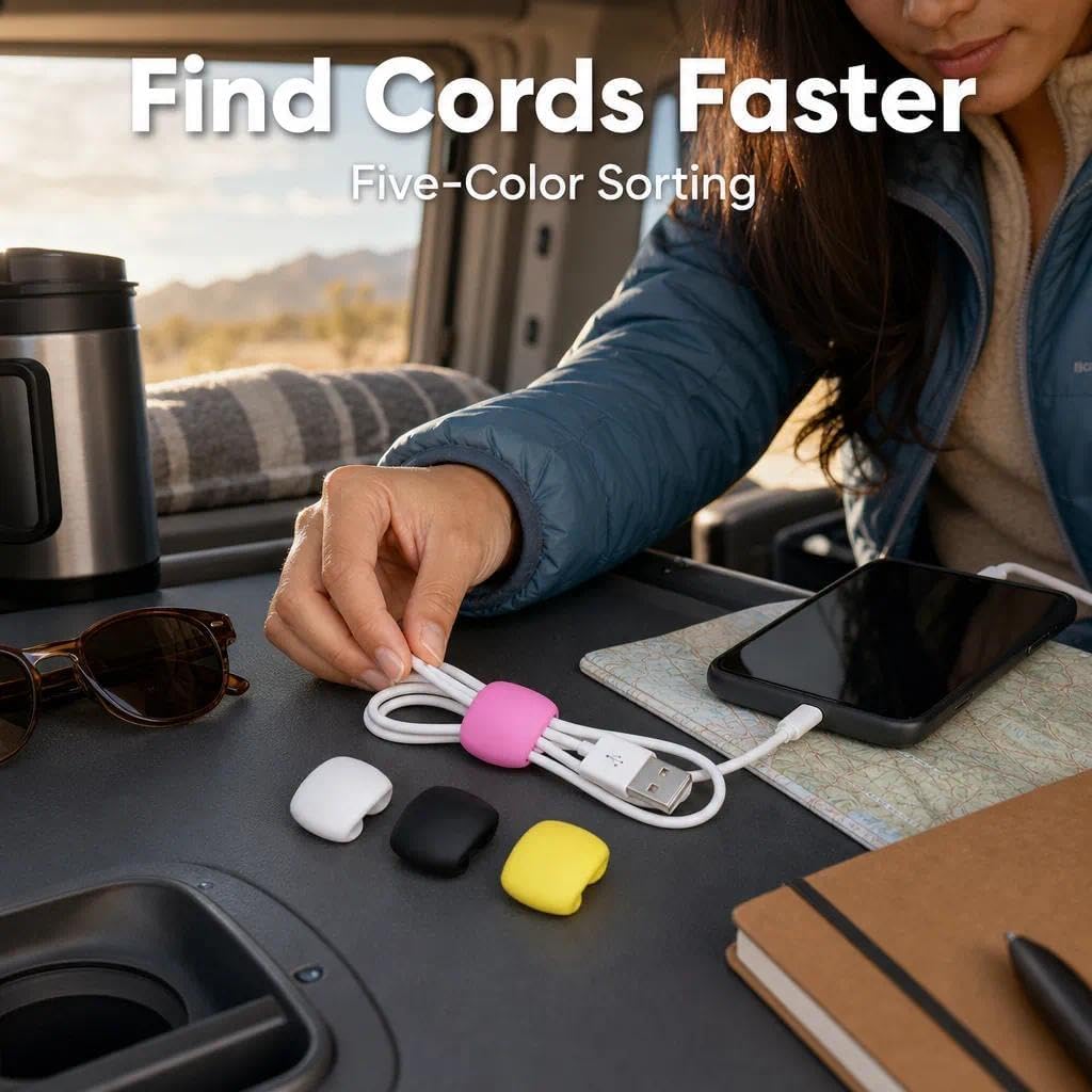 10Pcs Cable Storage and Organizer Clips for Charging Cord, Travel, and Home