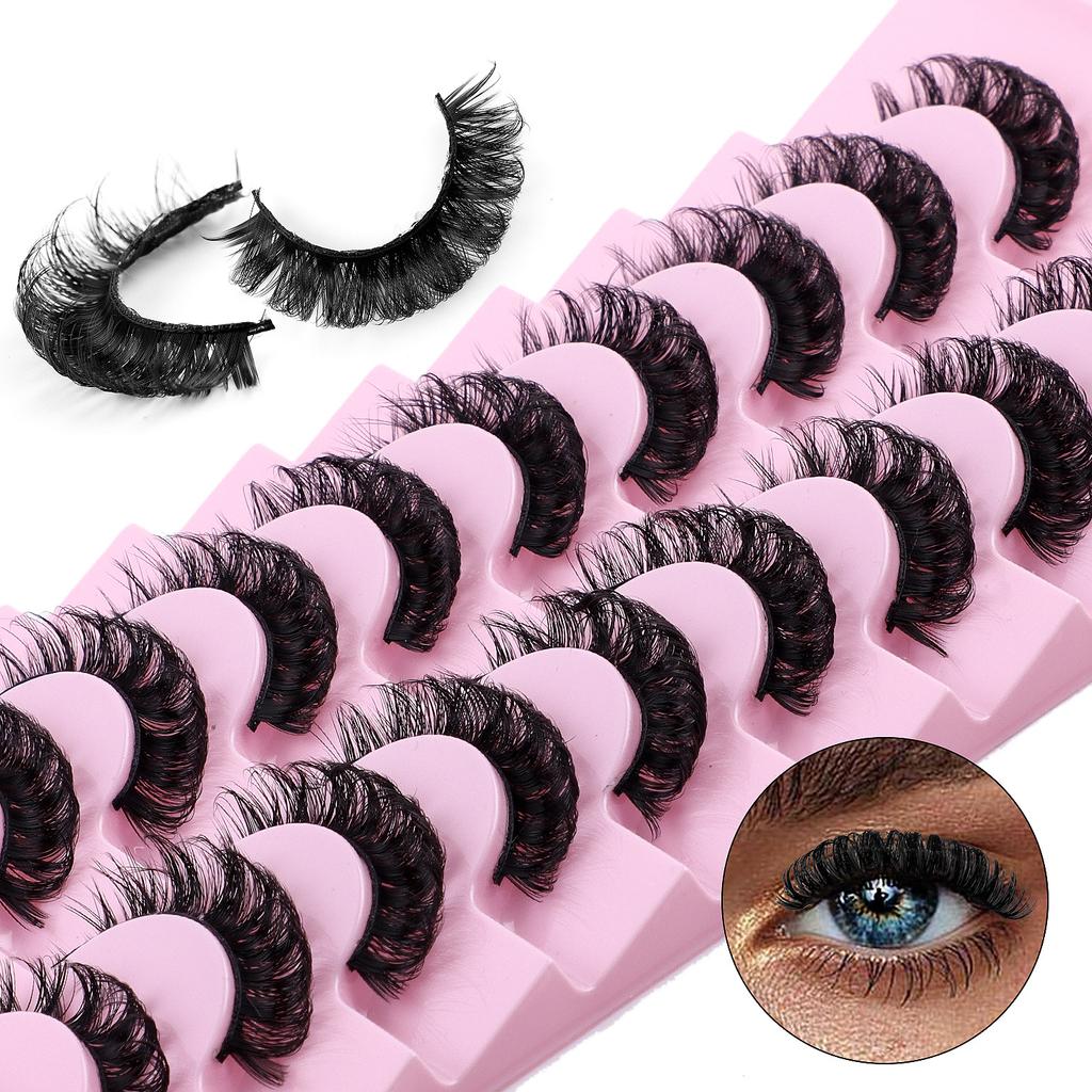 10 Pairs Of Curled False Eyelashes D Song Thick Curl Planting Grafting Natural Eyelashes