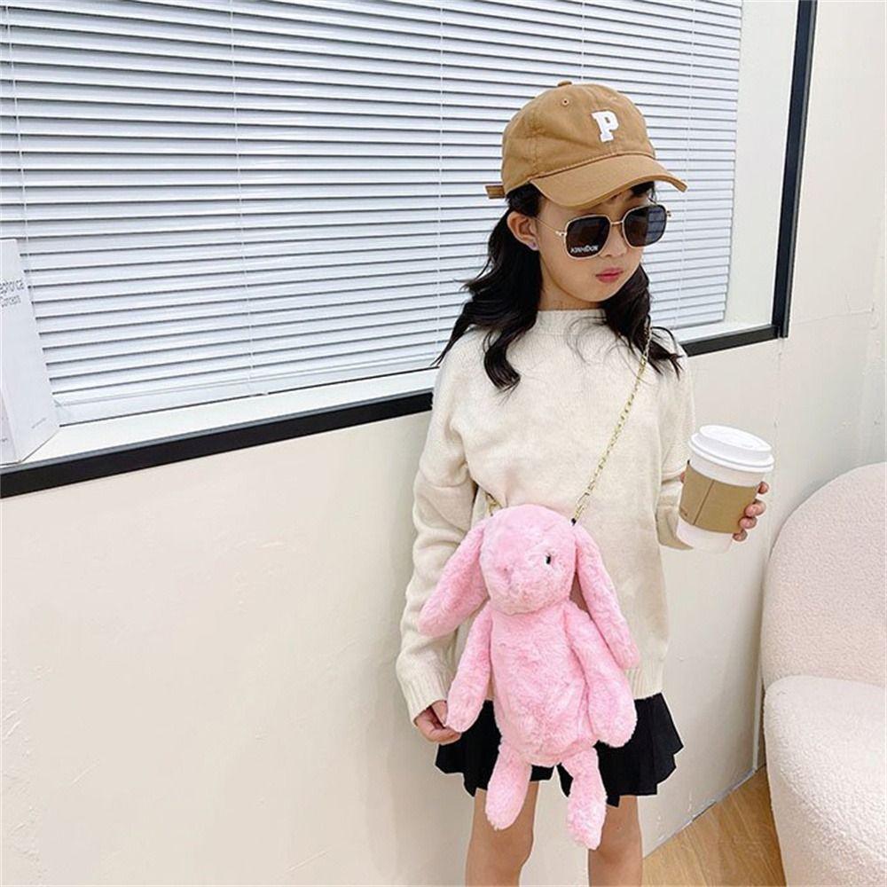 Rabbit Doll Crossbody Bag Long Ear Rabbit Plush Bags Plush Shoulder Bag  Messenger Bag