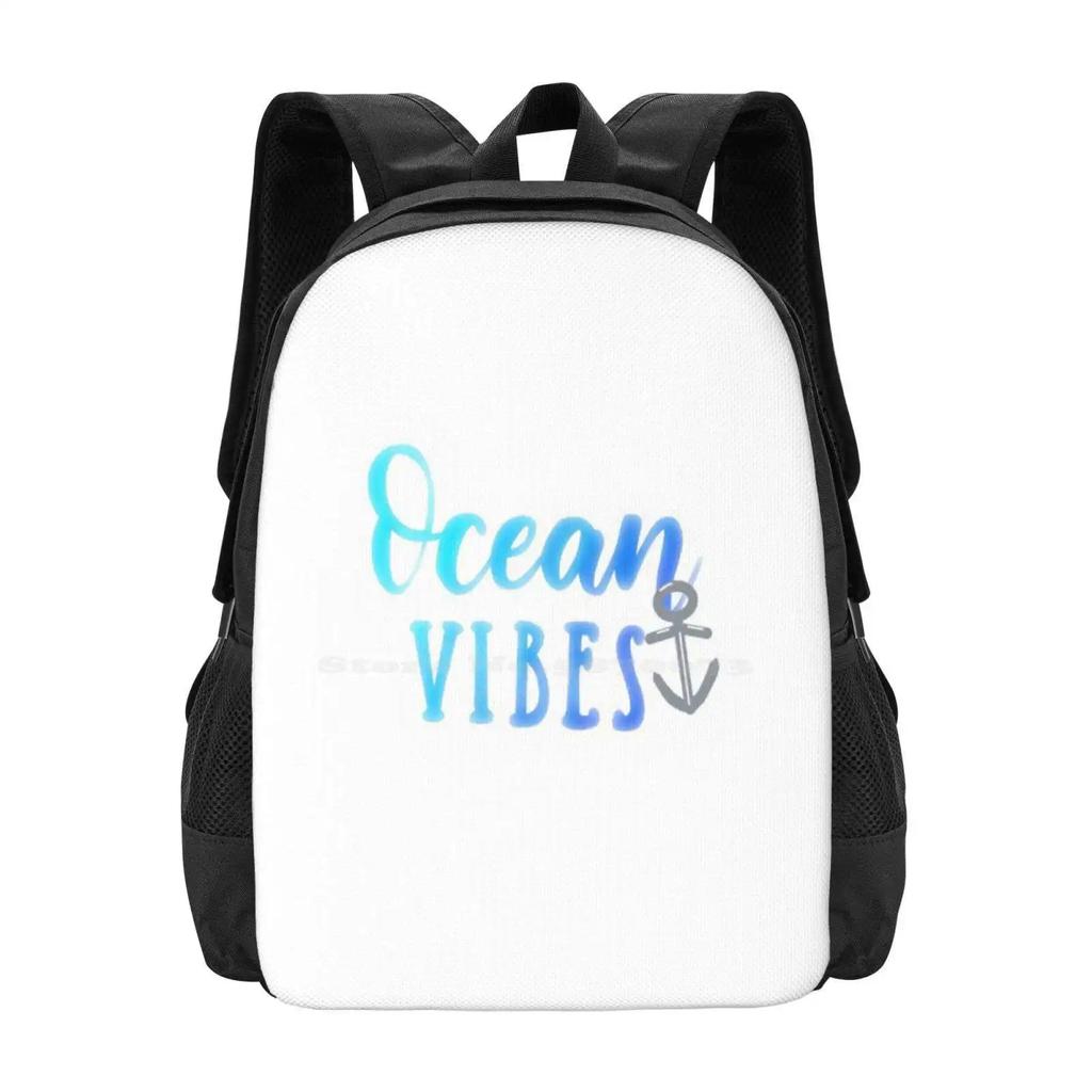 Ocean Vibes Pattern Design Bag Student's Backpack Ocean Vibes Blue Summer