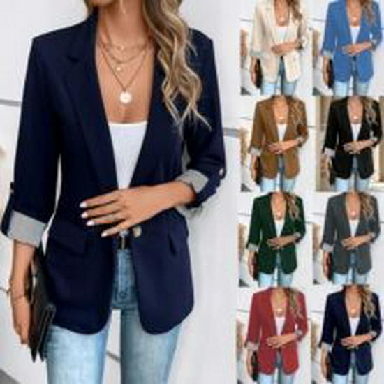 Damen Karomuster Langarm Revers Cardigan Pullover - Lässiger Lockere Passform für Herbst und Winter