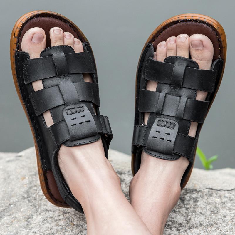 Sports summer sandals Quality genuine leather casual style Versatile beach walking Hot selling youth Plus Size -46 Shoes