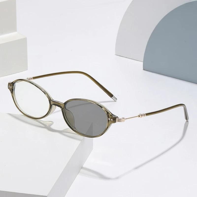 New Vintage Photochromic Myopia Glasses for Women Small Oval Frame Color Changing Near Sight Eyeglasses Minus Diopter Sunglasses