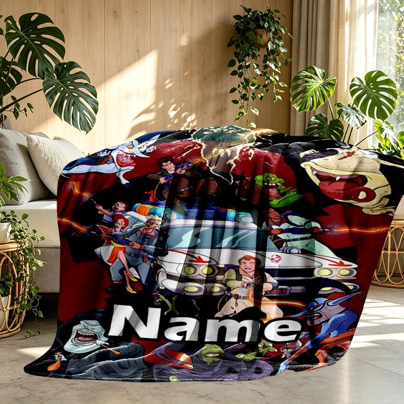 Custom Name Personalized Ghostbusters Print Blanket, Home Decor, Bedroom, Sofa, Camping, Couch, Gifts for Birthday Christmas