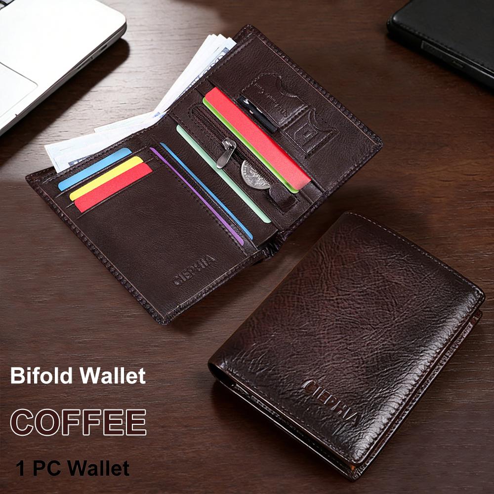 Portafoglio da Uomo Vintage in Pelle di Mucca, 12 Scomparti per Carte Multifunzione con 1 Finestra per Documenti, Tasca Portamonete con Zip, Protezione Blocco RFID Portafoglio in Vera Pelle