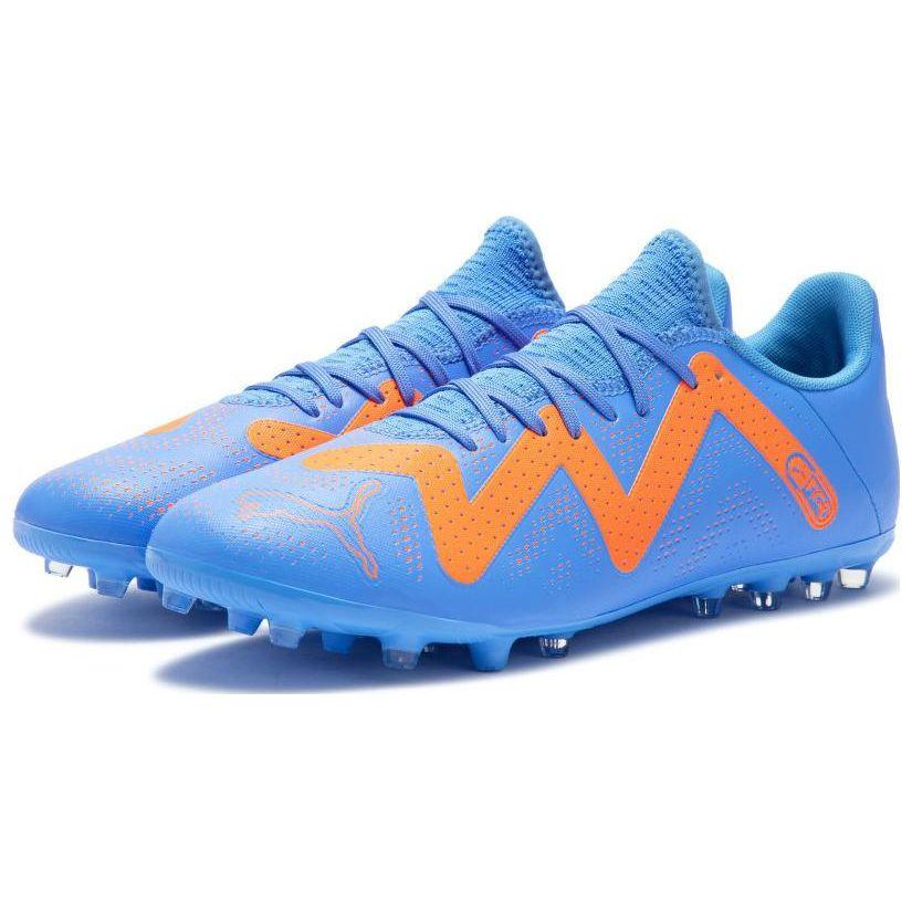 Puma Future Play Lace-Up MG (Rubber Short Studs) Artificial Turf Fabric Soccer Shoes Men Soccer Shoes Blue Orange 107190-01