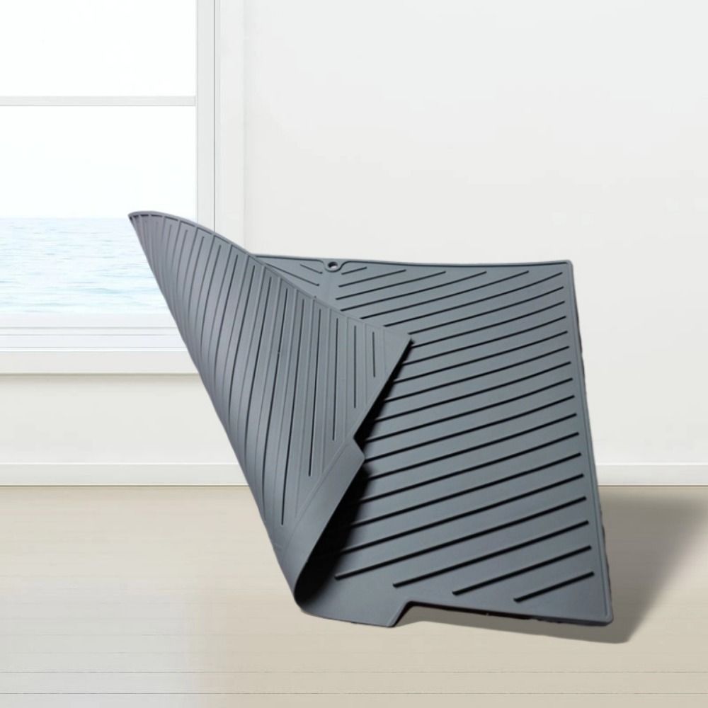 Built-in Drain Lip Dish Drying Mat Easy To Clean Sink Drainer Mat  Kitchen Counter