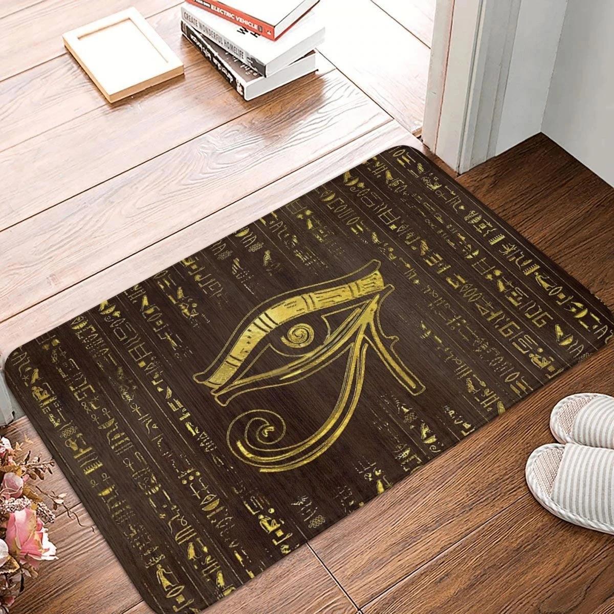 Ancient Egypt Egyptian Anti-Slip Entrance Doormat Home Decoration Cats and Ankh Cross Hallway Long Rugs Kitchen Floor Mat 40cm x 60cm