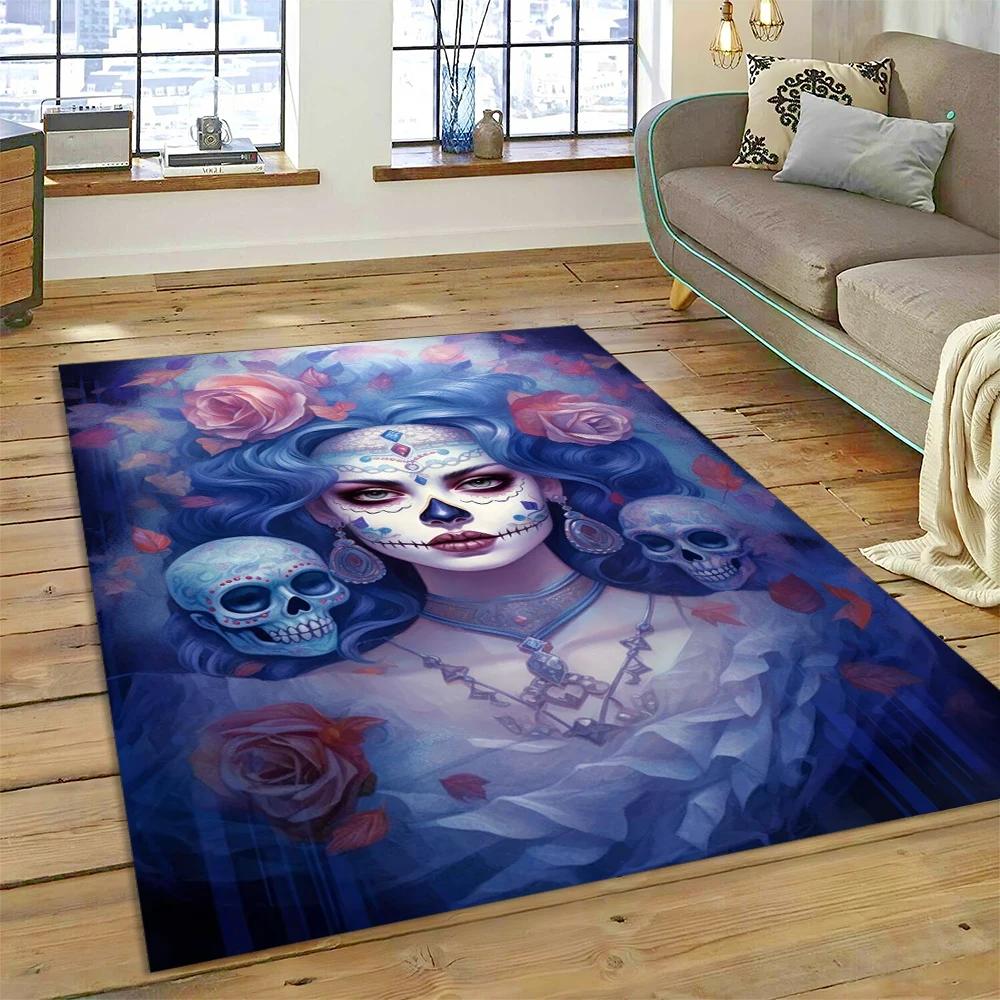 Horror czaszka dziewczyna martwa gotycka nieumarła kobieta dywan dywan dla domu salon sypialnia Sofa wycieraczka wystrój, dywanik dziecięcy mata antypoślizgowa