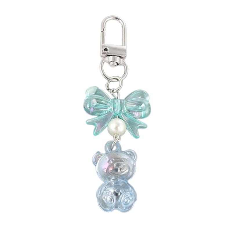 Adorable Bear Keychain Pendant Stylish Bowknot Keyrings Multifunctional Bag Pendant Key Holder Suitable for Couples
