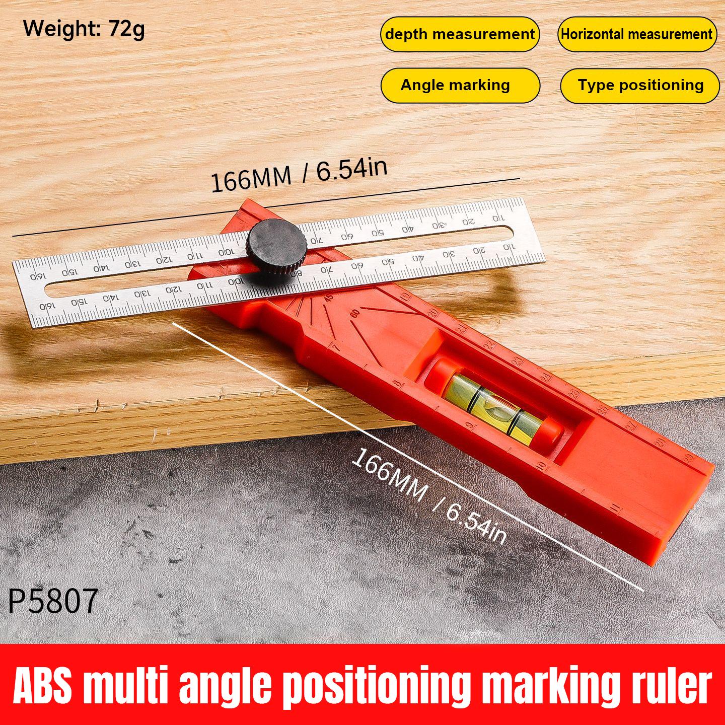 

Aluminum Alloy Multiple Angled Positioning Ruler Featuring Rotating Knob High Precise Bubble Level and Limit Marker