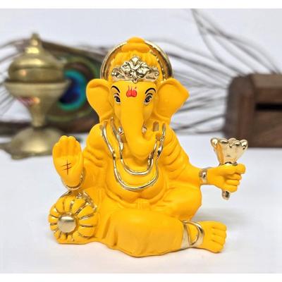 Ganesha-Figur in Mango-Terracotta-Optik | fürs Auto-Armaturenbrett | Geschenkidee | Schreibtisch | Wohnaccessoires