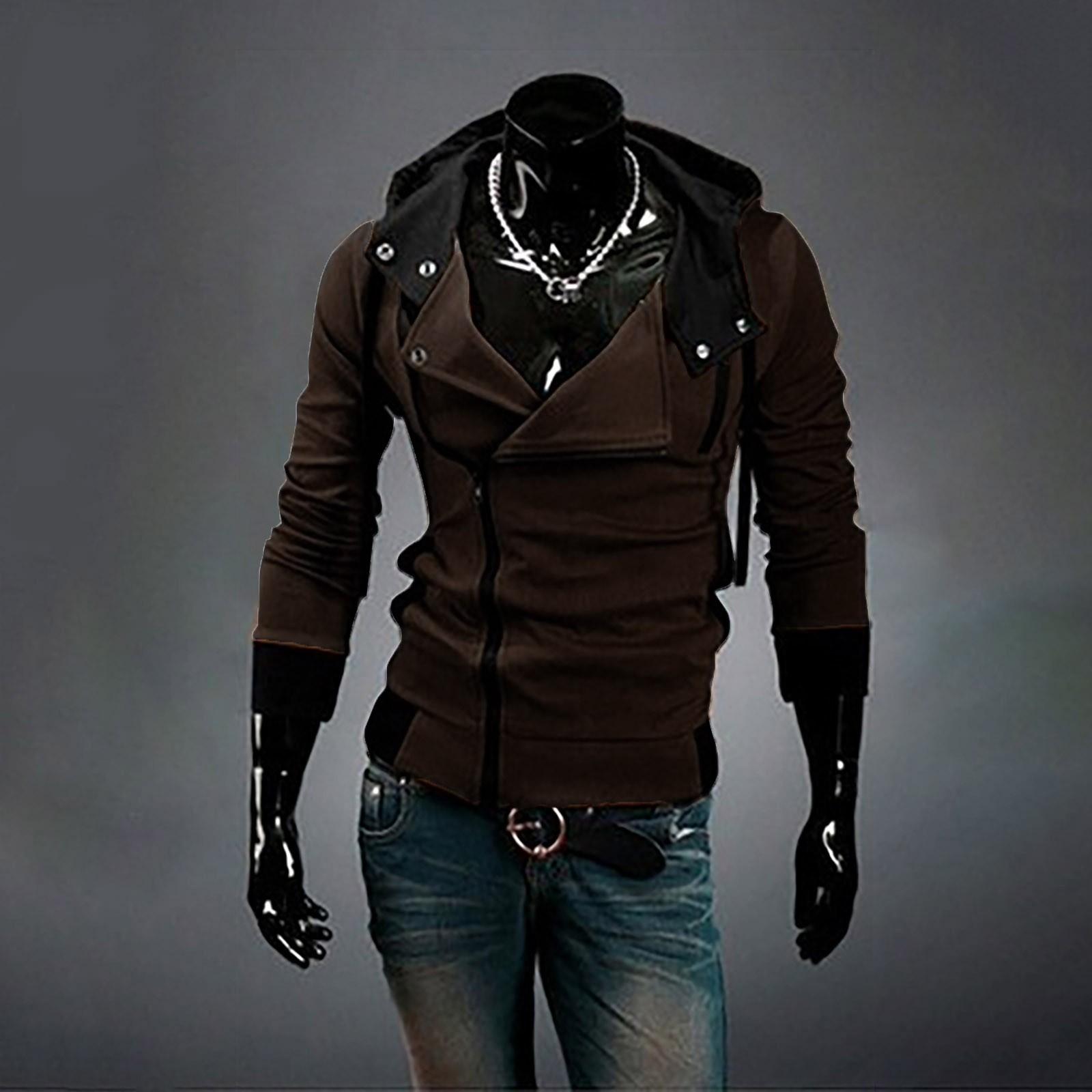 

Мужская повседневная камуфляжная спортивная толстовка с длинным рукавом на молнии с капюшоном, куртка, пальто L кофейный