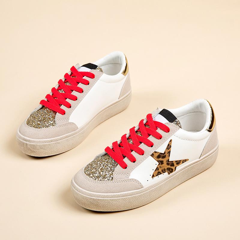 

[Индивидуальный заказ] Осень 2024 года, новые нескользящие женские туфли на платформе с мягкой подошвой, модные белые туфли со звездами 36 платиновый