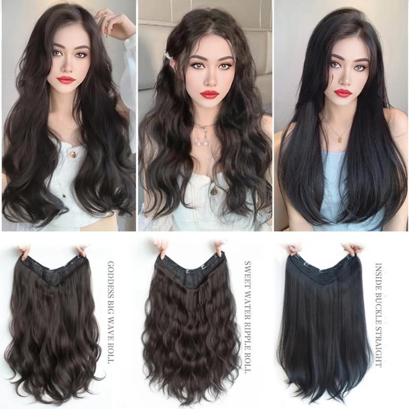 Part Synthetic Clip In Hair Extension Long Thick Curly Natural Blonde Flase Hair Hairpieces For Women Heat Resistant