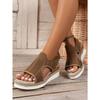 Ladies' Oversized Spring Casual Fly Woven Mesh Sports Style Wedge Heel Thick Soled Sandals Roman Style