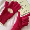 Windproof Women Knitted Gloves Warm Cycling Gloves Creative Love Heart Gloves  Ladies
