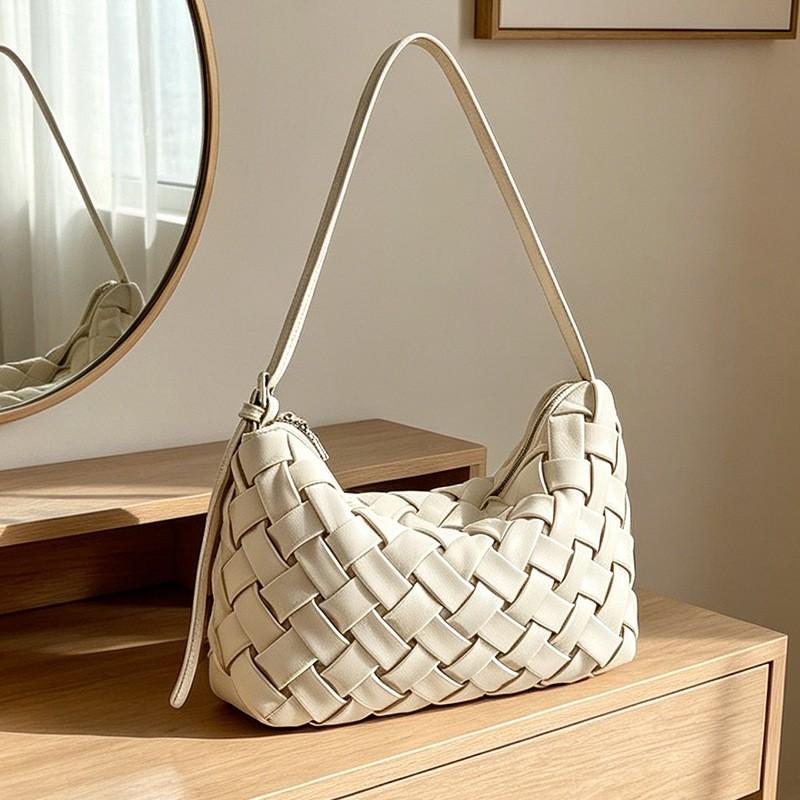 Woven Soft Leather Crossbody Bag Minimalist Chic Tote Daily Commute Urban Style
