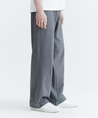 WHOLOVESART Unisex Essential Wide Elastic Waist Slacks Light Gray
