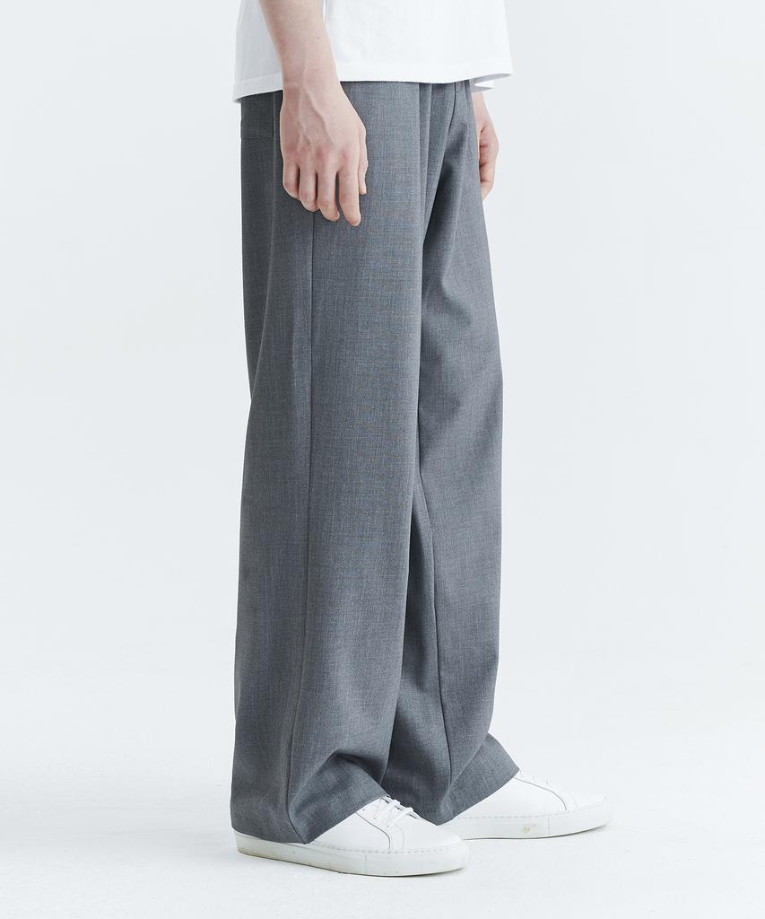 WHOLOVESART Unisex Essential Wide Elastic Waist Slacks Light Gray