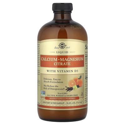 Liquid Calcium Magnesium Citrate With Vitamin D3, Natural Orange Vanilla Flavor, 473 Ml (16 Fl Oz)