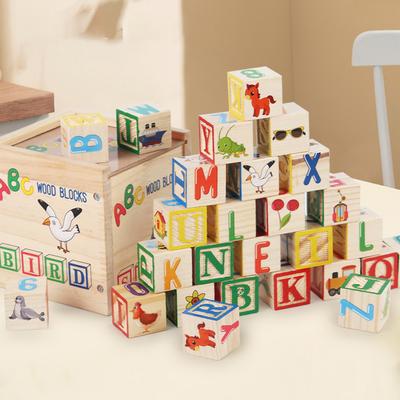 ABC Wooden Alphabet Blocks - Educational Toys For Children Number Icons Early Learning Toys For Boys And Girls Bright Colors