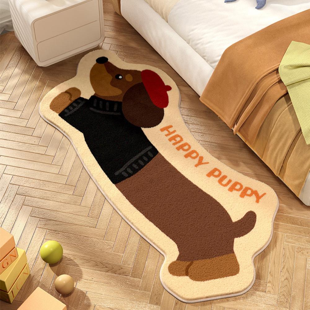 50*120cm Cartoon Bedroom Rug Absorbent Thick Imitation Cashmere Cat Bedside Carpet Wear-resistant Non-slip
