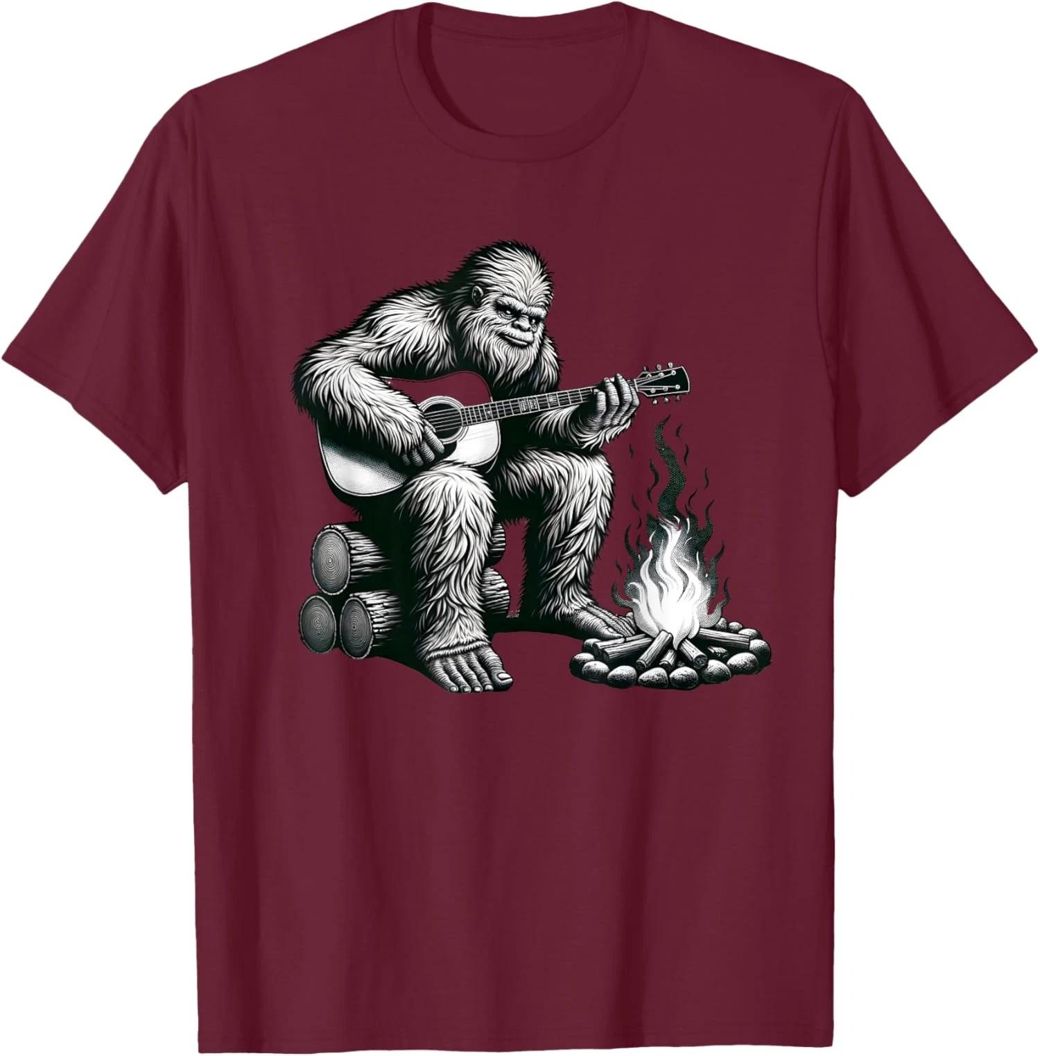 Bigfoot Playing Guitar Rock on Sasquatch Big Foot T shirt S