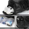Men's Waterproof Leather Fitness Bag: Travel Handbag & Shoulder Messenger with Dry/Wet Separation