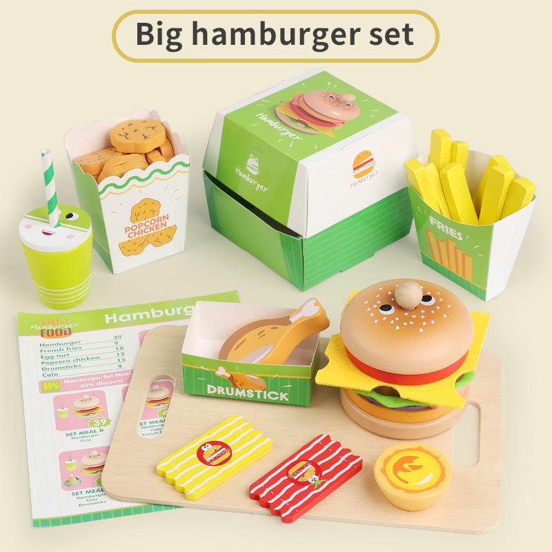 Kids Kitchen Playset Sim Burger Fries Restaurant Order Food Games Hamburger Sandwich Stacking Cooking Parent Child Games