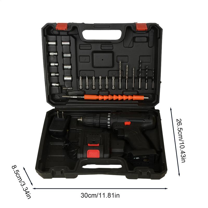 12V Electric Drill Set Hand Repair Basic Toolbox Hand Drill With Battery Drill For Wall 800RPM 1280BPM Screw Tightening Tool