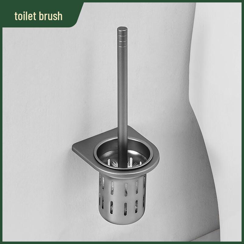 Anodized Iron Bathroom Shelf with Towel Bar and Toilet Brush