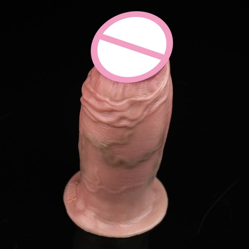 FAAK Nude Foreskin Penis For Beginners Silicone Realistic Dildo With Suction Cup Anal Plug Adult Sex Toys For Women Men