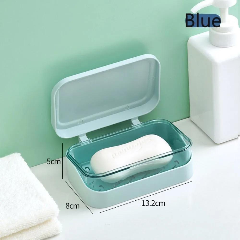 Case Simple Transparent Flap Drainage Box Bathroom Toilet Waterproof Soap Box Dormitory Travel Large Soap Dish Kawaii Bathroom