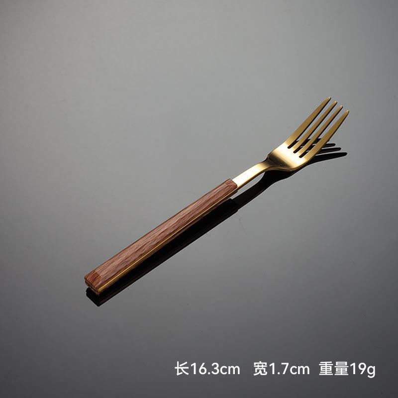 Nerezová ocel 430 rukojeť s imitací dřeva, západní příbory, pětidílná sada nožů, vidliček a lžic