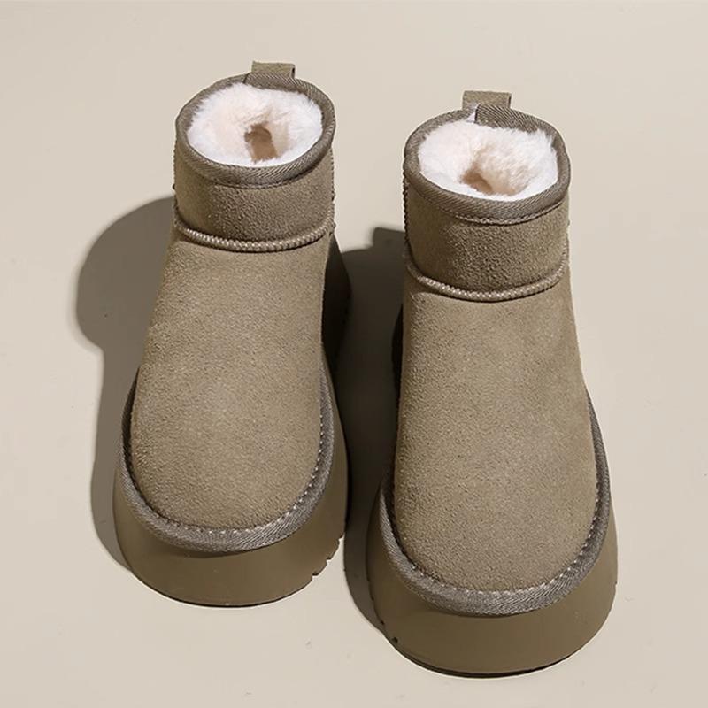 Thick-soled Snow Boots Women's 2025 Fashion New Autumn and Winter Fur Integrated Short Tube High-soled Warm Waterproof Cotton Shoes