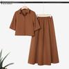 Women Half Sleeve Blouse and Long Skirts Casual Two Piece Suit Sets