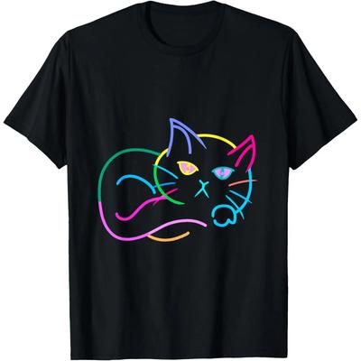 Rainbow Retro Cat Kitten 80s 90s Vintage T-Shirt